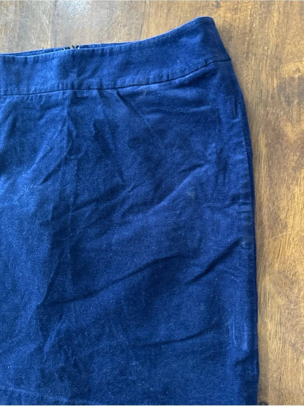 Talbots Petites Blue Velvet Pencil Skirt 10 P Stretch Preppy Academia Holiday